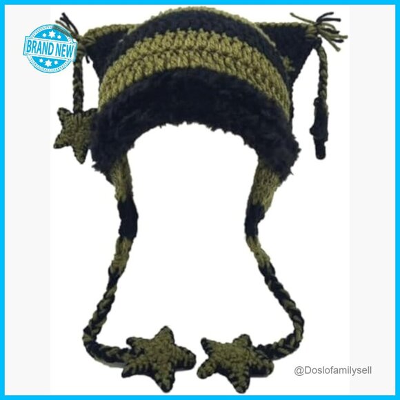 Y2K Cat Ear Beanie Goth Grunge Crochet Knit Hat Women\'s Winter Accessory main image 7